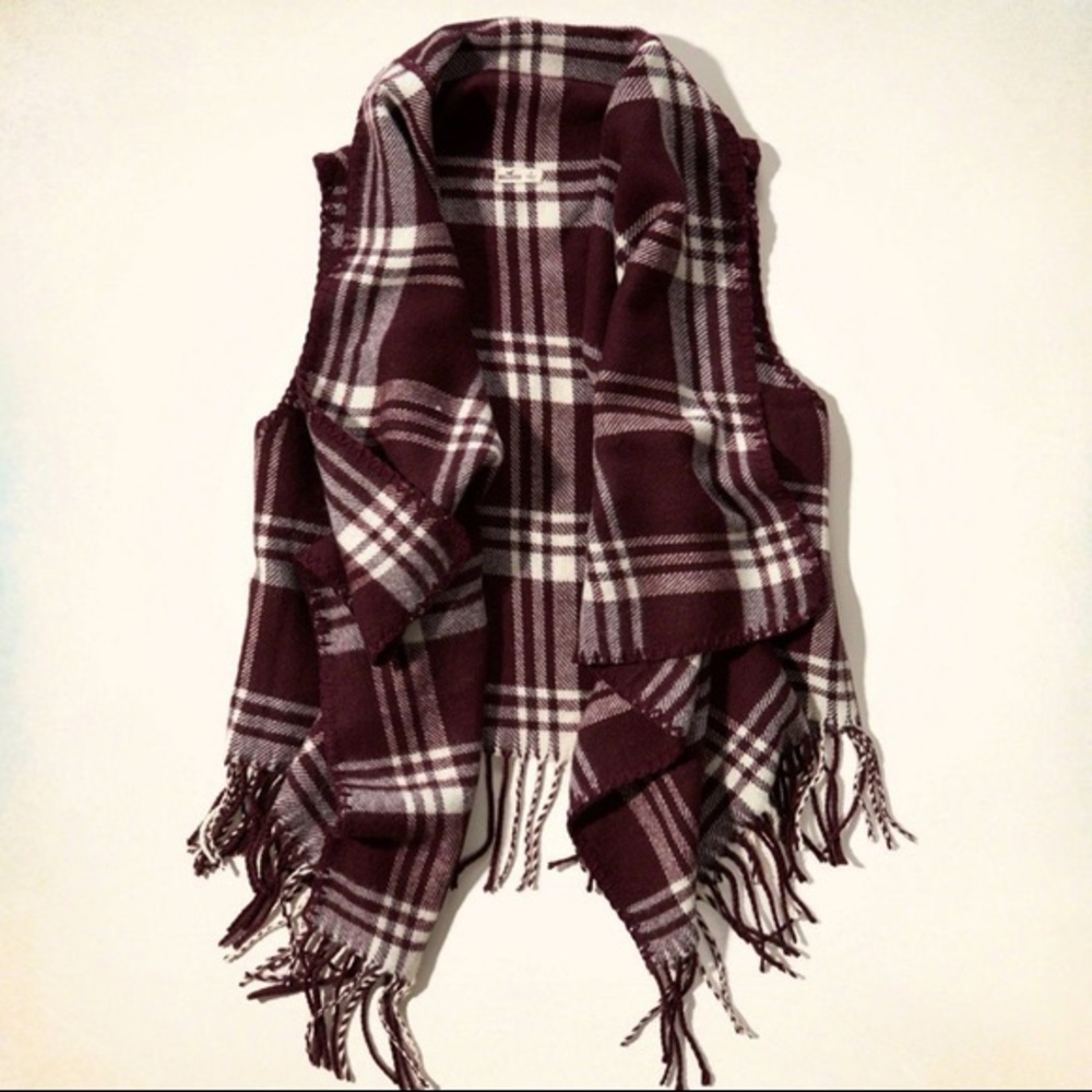 Hollister Flannel Plaid Blanket Scarf Vest